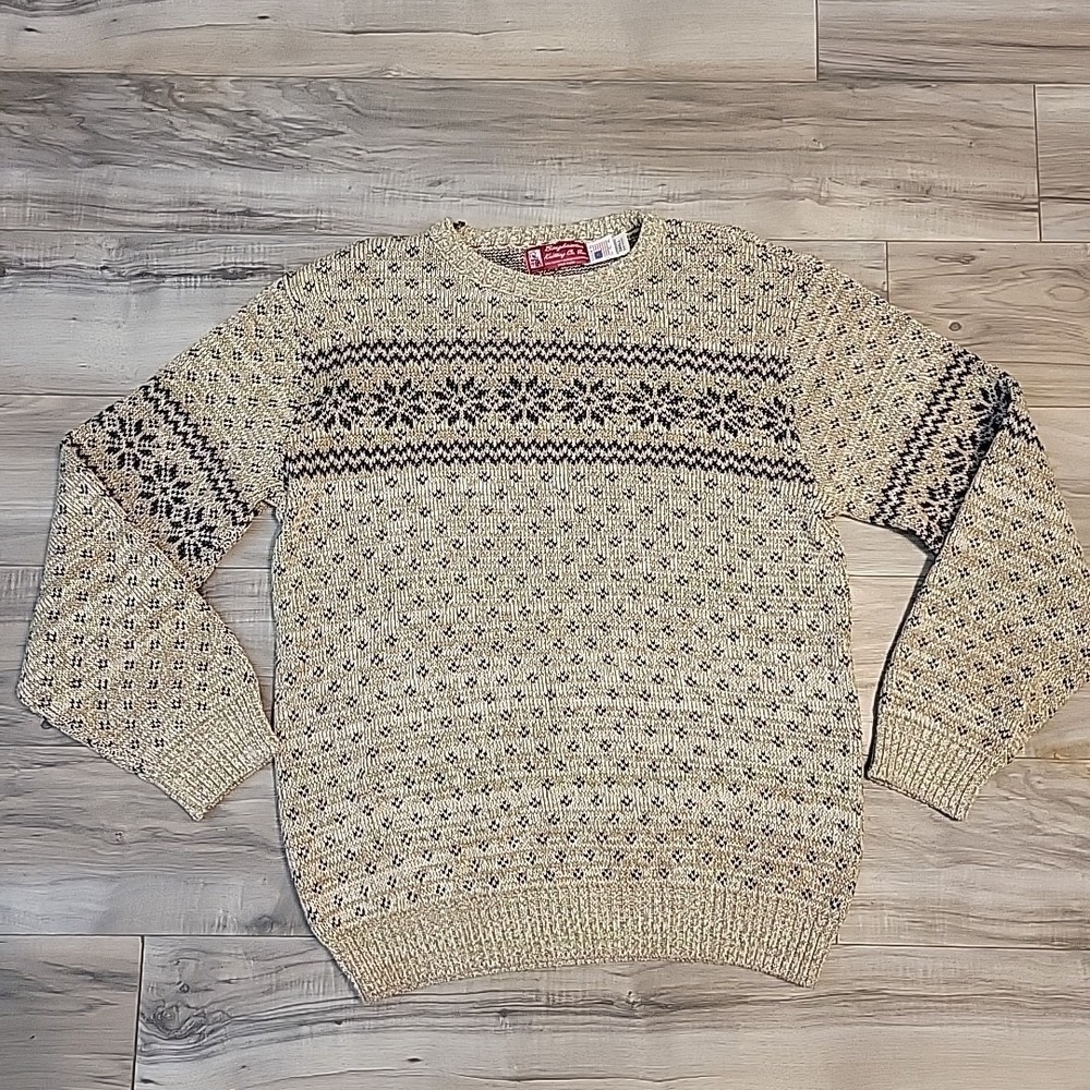 Vintage 90s Binghamton Knitting Co. Sailboat Knit Sweater Small Crewneck Grandpa